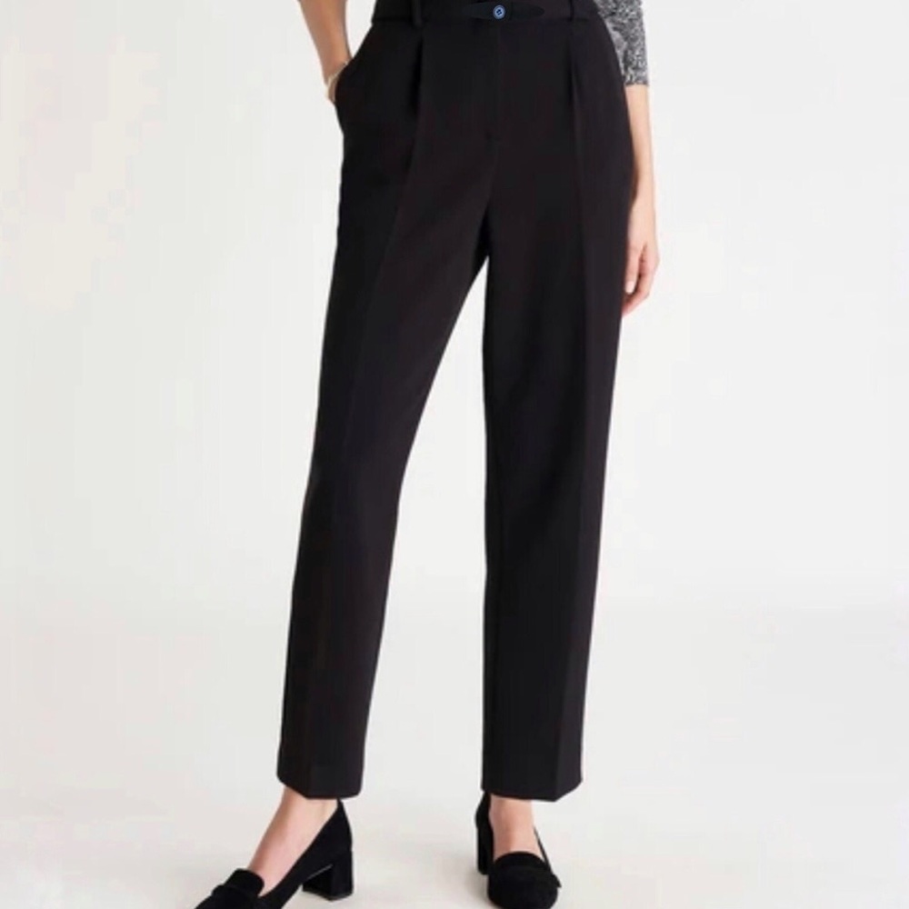 ANN TAYLOR High Waist Tapered Black Lined Pants